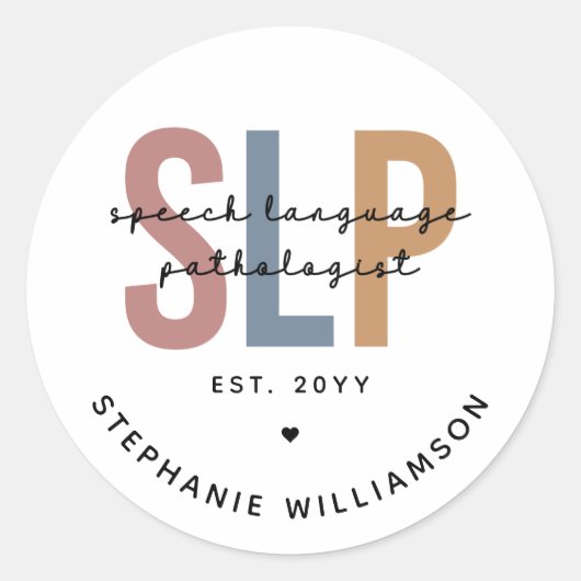 Sticker Rond Pathologiste du langage SLP personnalisé (Devant)