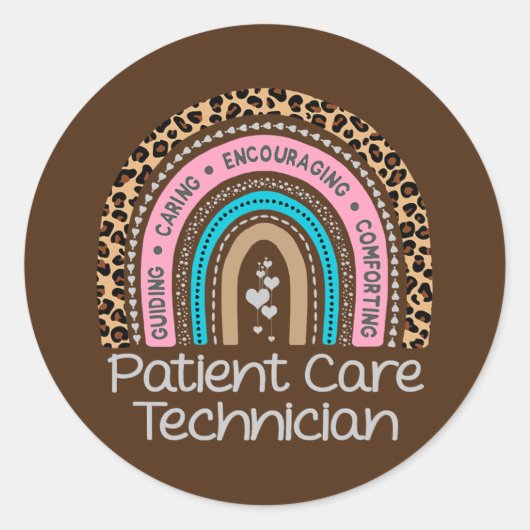 Sticker Rond Patient Care Technician Rainbow PCT Tech Nurse (Devant)