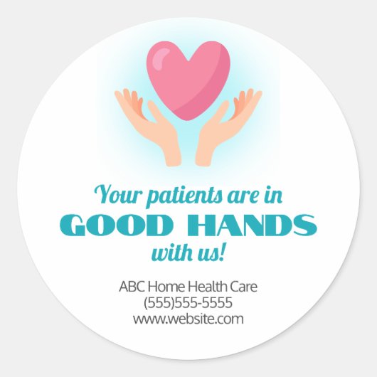 Sticker Rond Patients en bonne main Marketing Médicale (Devant)