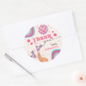 Sticker Rond Patinage à rouleaux Anniversaire Rétro Arc-en-ciel (Enveloppe)