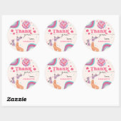 Sticker Rond Patinage à rouleaux Anniversaire Rétro Arc-en-ciel (Feuille)