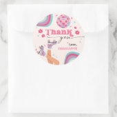 Sticker Rond Patinage à rouleaux Anniversaire Rétro Arc-en-ciel (Sac)