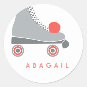 Sticker Rond Patinage à rouleaux - Coral