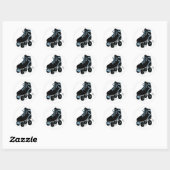 Sticker Rond Patinage à rouleaux en noir (Feuille)