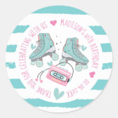 Sticker Rond Patinage à rouleaux Pastel Anniversaire Merci (Devant)