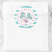 Sticker Rond Patinage à rouleaux Pastel Anniversaire Merci (Sac)