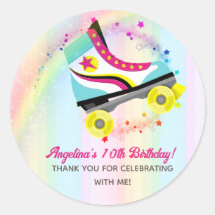 Sticker Rond Patinage à rouleaux super Anniversaire