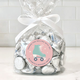 Sticker Rond Patinage à roulettes Anniversaire Merci de fête