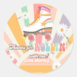 Sticker Rond Patinage à roulettes Anniversaire Rétro Patinage R