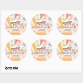 Sticker Rond Patinage à roulettes Anniversaire Rétro Patinage R (Feuille)
