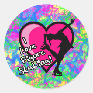 Sticker Rond Patinage artistique - Étoiles colorées Grand Stick