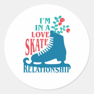 Sticker Rond Patinage artistique mignon Je suis dans Love Skate