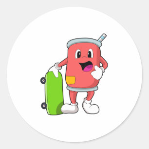 Sticker Rond Patinage avec skateboard
