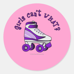 Sticker Rond Patinage de Roller Derby - Purple