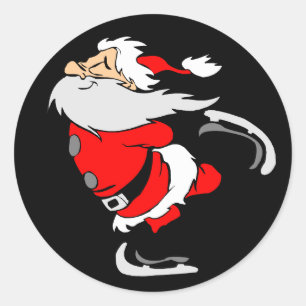 Sticker Rond Patinage du père noël