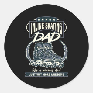Sticker Rond Patinage en ligne papa père Rollerblading Roller S