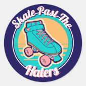 Sticker Rond Patinage passé Les Haters 80s Cartoon Rollerskate (Devant)