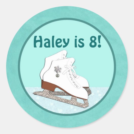 Sticker Rond Patinage sur glace Anniversaire AQUA Ice Princess  (Devant)