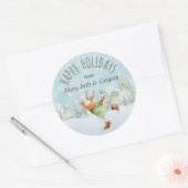 Sticker Rond Patinage sur glace Cerfs Joyeuses Vacances (Enveloppe)