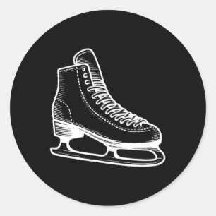 Sticker Rond Patinage sur glace - Ligne de sports d'hiver Plan