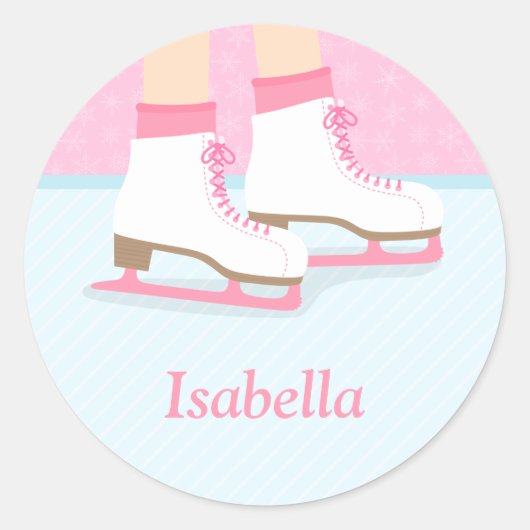 Sticker Rond Patinage Sur Glace Patinoire Pour Les Filles (Devant)