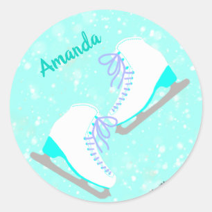 Sticker Rond Patinage sur glace personnalisé Patinage artistiq