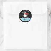 Sticker Rond Patinage sur glace Pingouin (Sac)