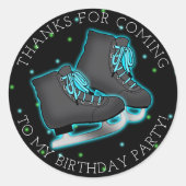 Sticker Rond Patinage sur glace pour garçon Anniversaire Merci (Devant)