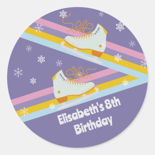 Sticker Rond Patinage sur glace - Rétro Anniversaire (Devant)