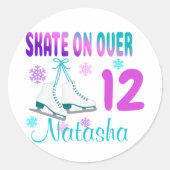 Sticker Rond Patinage sur glace sur plus Anniversaire Patineuse (Devant)
