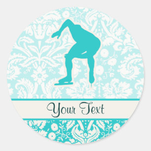 Sticker Rond Patineur de vitesse turquoise