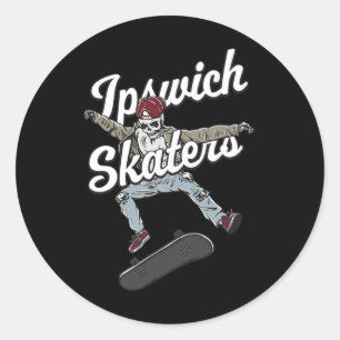 Sticker Rond Patineur d'Ipswich patinage drôle humour skateboar