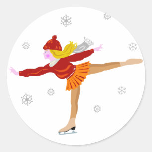 Sticker Rond Patineur sur glace