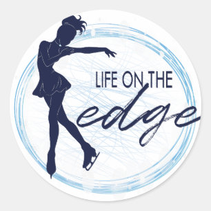 Sticker Rond Patineuse artistique "La vie sur le bord"