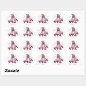 Sticker Rond Patineuse rose (Feuille)