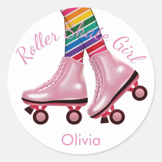 Sticker Rond Patineuse rose (Devant)