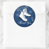 Sticker Rond Patins à glace et flocons de neige Bleu (Sac)