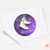 Sticker Rond Patins à glace et flocons de neige pourpre (Enveloppe)