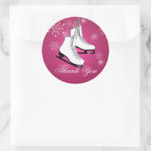 Sticker Rond Patins à glace et flocons de neige rose (Sac)