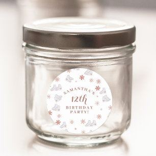 Sticker Rond Patins à glace rose Gold Patins à roulettes Patina