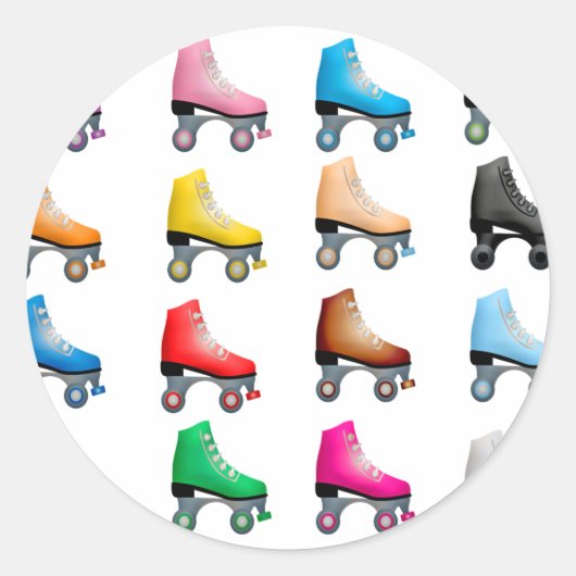 Sticker Rond Patins à rouleaux Motif coloré Rollerskates rétro (Devant)