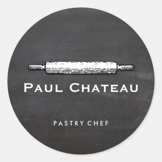Sticker Rond Pâtisserie Chef Rolling Pin Baker Logo (Devant)