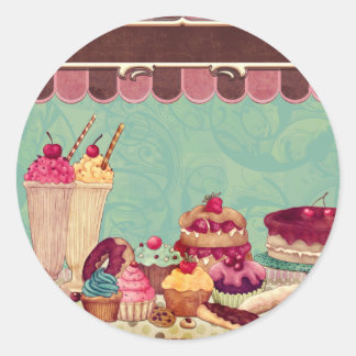 Sticker Rond Pâtisserie Cupcake & Ice Cream