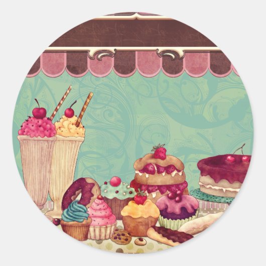 Sticker Rond Pâtisserie Cupcake & Ice Cream (Devant)