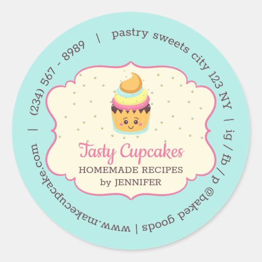 Sticker Rond Pâtisserie Cupcake Mignonne douceurs (Devant)