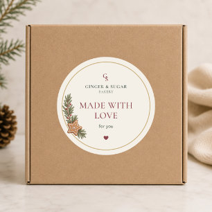 Sticker Rond Pâtisserie de Noël Moderne Faite avec Amour
