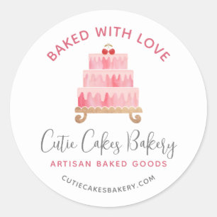 Sticker Rond Pâtisserie Gâteau Rose Pâlot Cuisinier Pâtissier