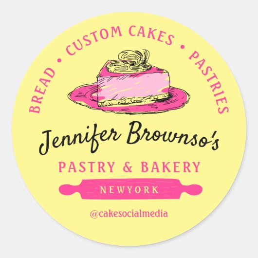 Sticker Rond Pâtisserie jaune citron cheesecake (Devant)