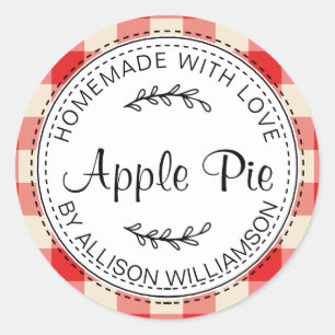 Sticker Rond Pâtisserie Maison Rustique Tarte aux Pommes Damier