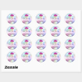Sticker Rond Pâtisserie Maison Sweets Muffin Logo Sourire Rose (Feuille)
